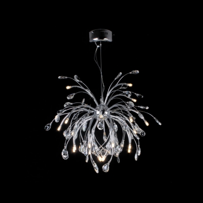 

Floral Faceted Clear Crystals and Metal Branches Bold Contemporary Style Pendant Lighting, HL359688