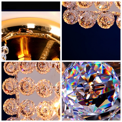 Gold Grandeur Corona Crystal Semi-Flush Mount with 4-Light 15.7