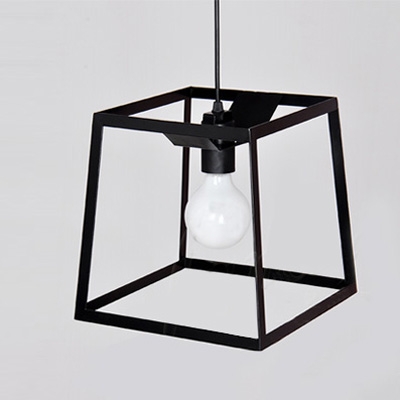 Graceful and Chic Wrought Iron Cube Cage 9.8”Wide Designer Mini Pendant Lighting