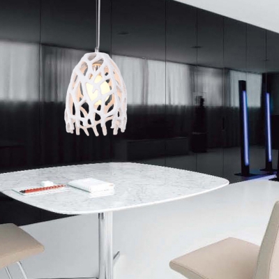 Hollow-out Resin Outshade Suspension Pendant One-light