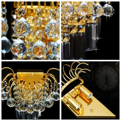 Lustrous Low-voltage Luminaire Wall Sconce Composed of  Clear Crystals and Graceful Scrolls