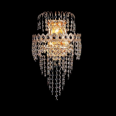 Magnificently Stunning Wall Sconce Features Clear Crystal Draping Beads and Chrome finish