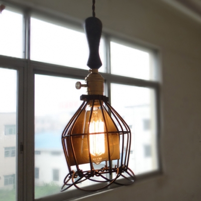 LED Mini Pendant Light Blooming Cage in Industrial Style