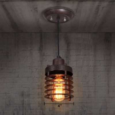 Retro Bronze Finished LED Mini Pendant with Outer Cage