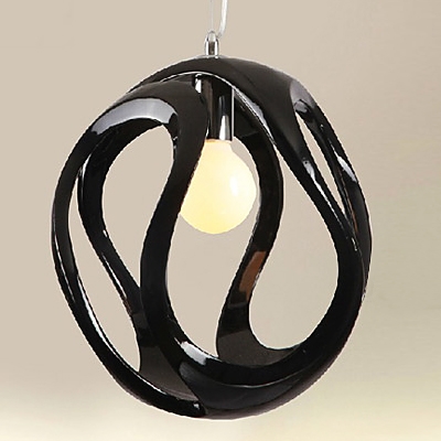 Round Black One-light Unique Resin  Suspension Pendant