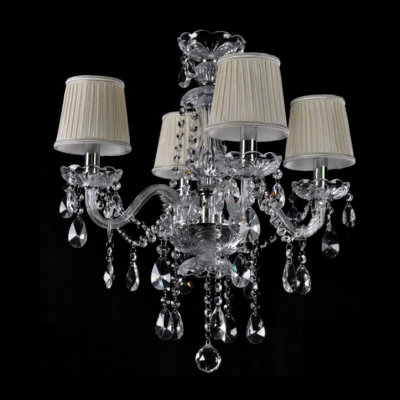 Sparkling Crystal and Classic Style Chandelier with  Beige Color Shades for Living Room