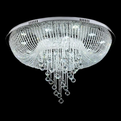 Spectacular Clear Crystal Strands Cascades and Crystal Balls Rainfall Gorgeous Flush Mount