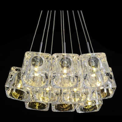 Spectacular Ten Light Multi Light Pendant Features Clear Crystal Rectangular Glass Shades
