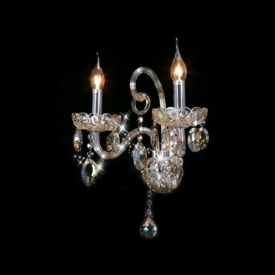 Splendid Candelabra Style Wall Sconce Featured Lead Hand-cut Crystal and Sleek Curving Arms