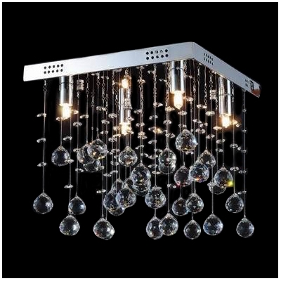 Square Canopy Suspended Crystal Spheres and Beads 11.8