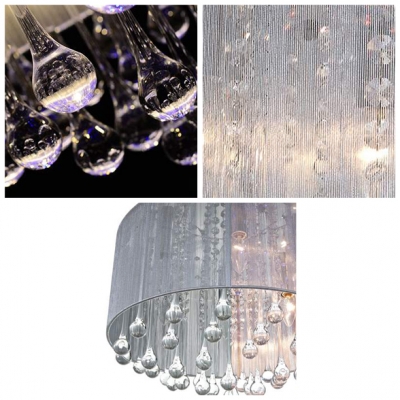 Stunning Crystal Teardrops Hang Together 6-Light Contemporary Style Flush Mount Lighting