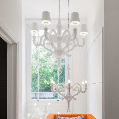 Paper Chandelier With Shade, All White Six-Light