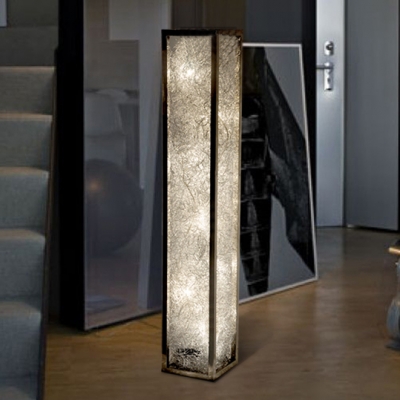 Aluminum Wire Adorned Long Standing Rectangle Floor Lamp