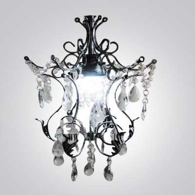 Antique Wrought Iron Style Chandelier with 12.5 Inch Width Shade Crystal Pearl Accent