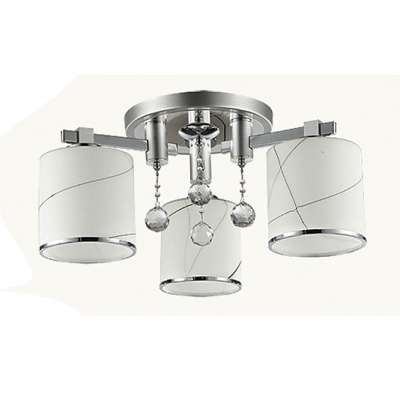 Clear Crystal Balls Adorned Glamorous 3-lights Flush Mount Light with White Glass Shades