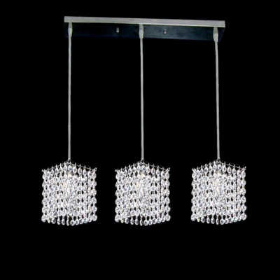 Crystal Falls Hanging From Delicate Chrome Finish Stainless Steel Base Composed Kitchen Pendant