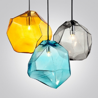 Crystal Ice Cube in Blue/Orange/Grey Novel Pendant Light