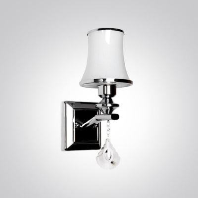 Dazzling Clear Crystal Drop and White Glass Shade Embellished Chrome Finished Sparkling 10'' High Wall Sconce