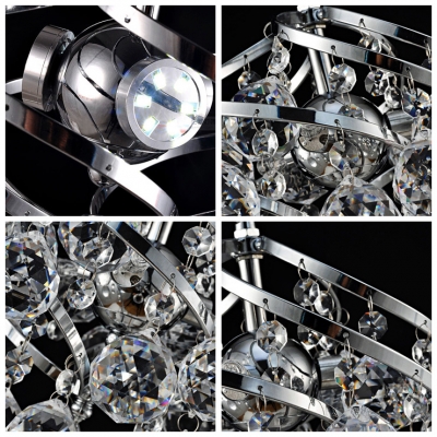 Dazzling Three Light Mini Pendant Completed with Curving Scrolling Metal Arms Adorned by Glistening Cleat Crystal Balls