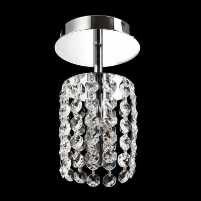 Ddelicate Polished Chrome Finish Base and Strings of Clear Crystal Beads Composed Sophisticated Semi Flush Mount Light