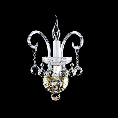 Dramatic Unique Design Offers Glamourour Embellishment to Delightful Single Light Crystal Wall Sconce