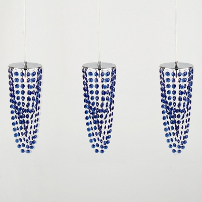 Elegant Strands of Blue Crystal Beads Add Charm to Smashing Multi-Light Pendant