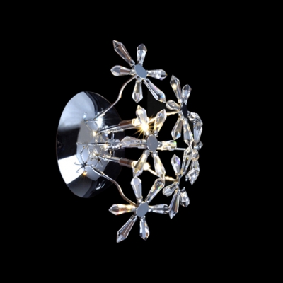 Enhance Contemporary Decor with Exciting Crystal Flower Design Wall Sconce
