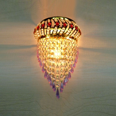 Fabulous Contemporary Royal Gold Finish Three-light Wall Sconce with Various Crystals
