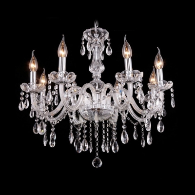Glittering Crystal Strands and Beads Cascades 6-Light Traditional Style Chandelier