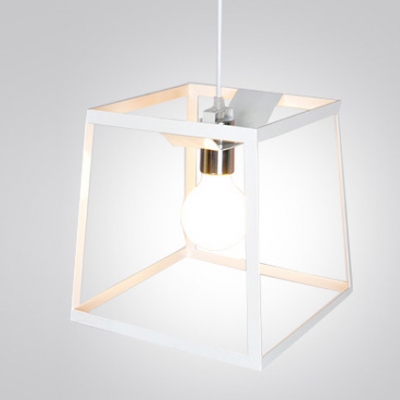 Graceful and Chic Wrought Iron Cube Cage 9.8”Wide Designer Mini Pendant Lighting