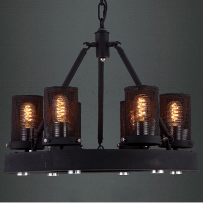 

Hard Six-light Black Finished Chimney Shape Industrial Chandelier, HL371719