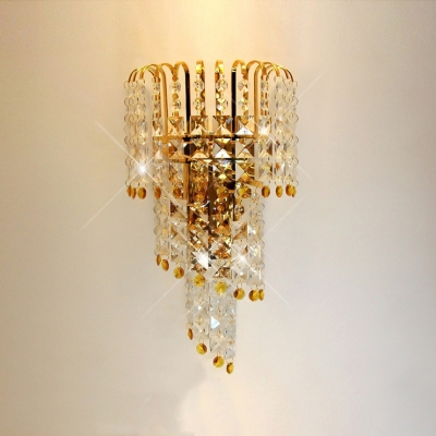 Modern Crystal Two-light Wall Sconce Embellished with Clear Crystals Create Graceful Shimmer