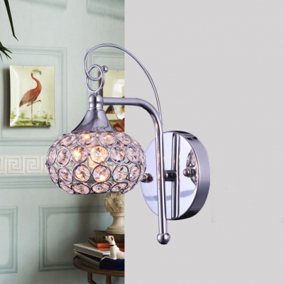 Refined Single Light Down Lighting Wall Light Completed with Sphere Shade Mounted Beautiful Crystal Beads for Modern Bedroom