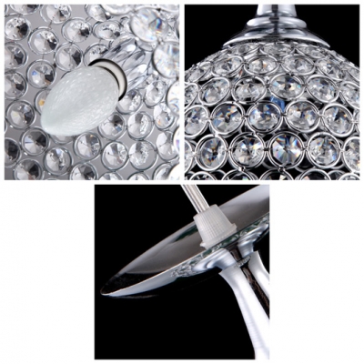 Round Canopy Modern Bowl Design Stunning Crystal Multi-Light Pendant Add Elegant and Graceful