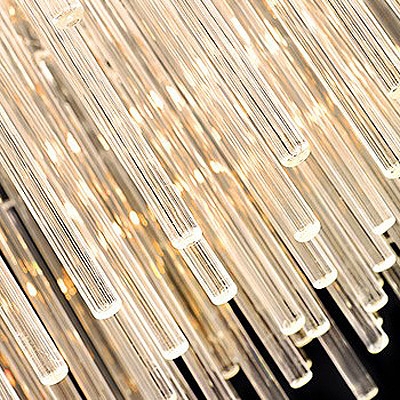 Round Luxurious Clear Crystal Glass Rods and Drops Falling 19.6