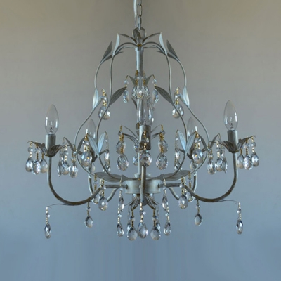 Scrolling Arms Dotted with Leaves Culminate in Beautiful Petal Flowers on 5-light Chandelier