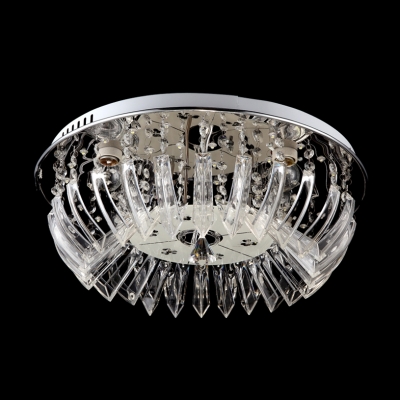 Stainless Steel Round Flush Mount Lights Shine with Bright Crystal Fringe