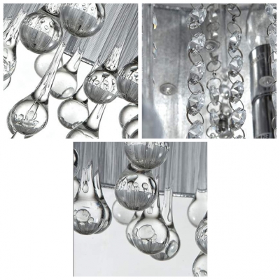 Stunning Crystal Teardrops Hang Together 6-Light Contemporary Style Flush Mount Lighting