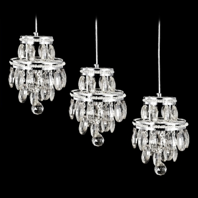 Stunning Golden Multi-Light Ceiling Pendant Light Features Dazzling Crystals and Delicate Chrome Finish