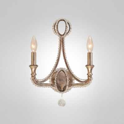 Two Light Wall Sconce Pairs Crystal and Clear Glass Beading With Chrome