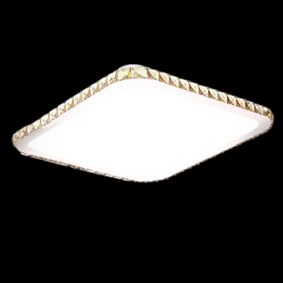 Warm and Chic Square LED Flush Mount Ceiling Lights Accented by Champagne Crystals