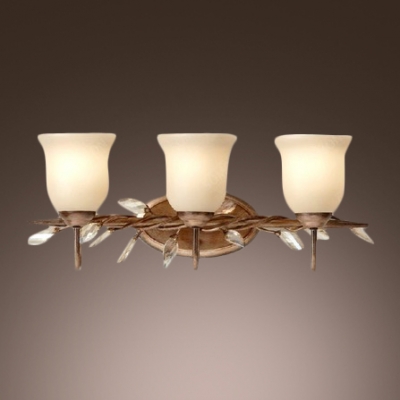 Warm Crystal Leaves Beautiful Complements White Glass and Brass Frame of  Elegant Wall Sconce