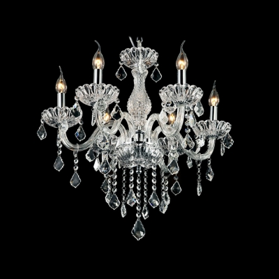 Waterfall Crystal Droplets 6-Light  Decorative and Elegant Clear Crystal Chandelier