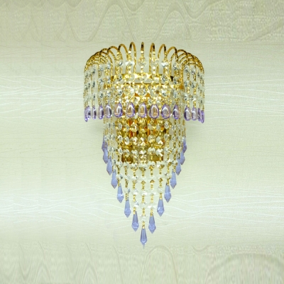 Wonderful Gold Finish and Beautiful Crystal Falls Enhanced Glamorous Wall Sconce Contemporary Look