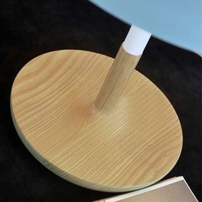 Wood Base and Soft White Metal Shade Mushroom Designer Table Lamps