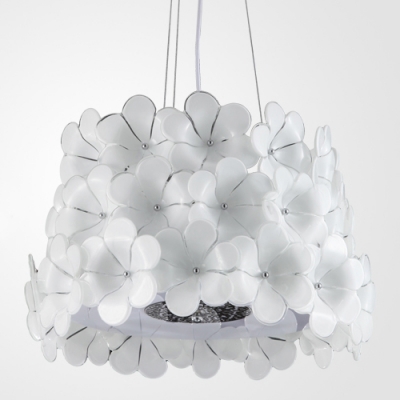 Adorable Modern White Flower Covered Pendant Light