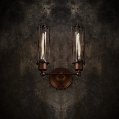 Aged Rust 2-light Upward LED Wall Sconce in Industrial Style