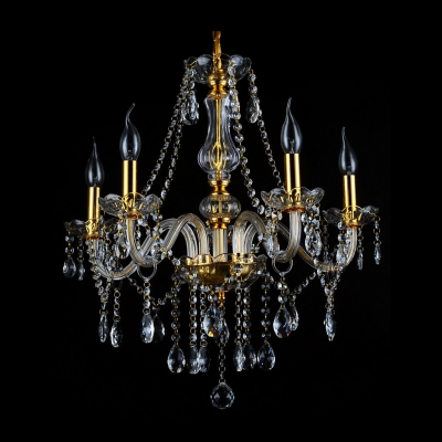 Beautiful Five Lights Crystal Accented Golden Luxurious Chandelier for Living Room