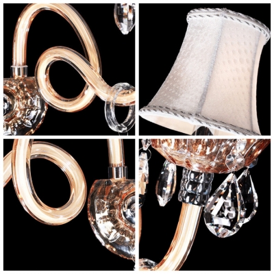 Beautiful Scrolling Arms Add Grace to Glistening Two Light Crystal Wall Sconce