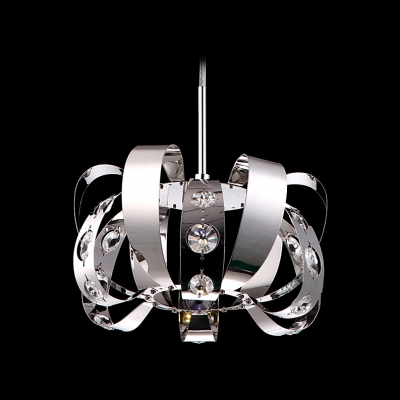 Bold and Intriguing Stainless Steel Frame Mini Pendant Accented by Bright Crystals